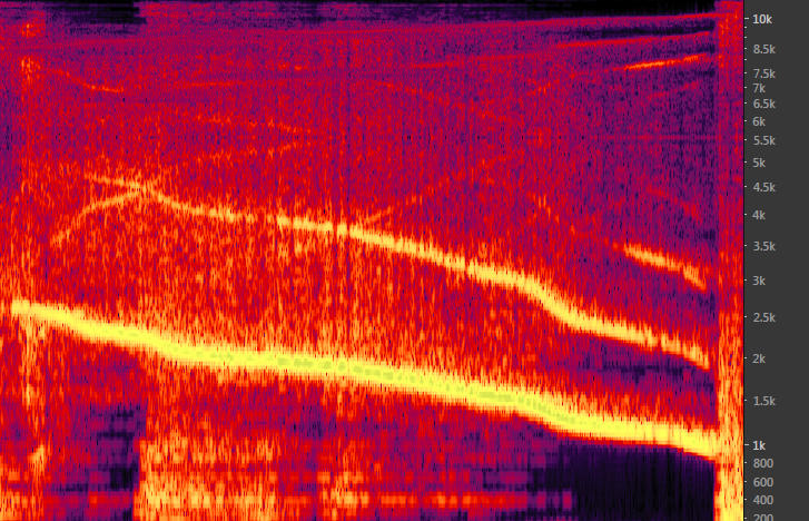 Falling bomb sound spectral display