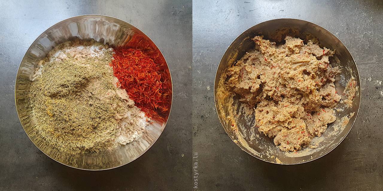 Cardamom cake ingredients before and after mixing
