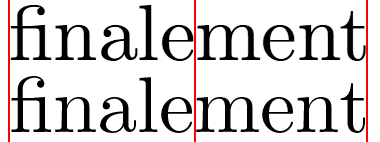 Latex and Photoshop spacing comparison